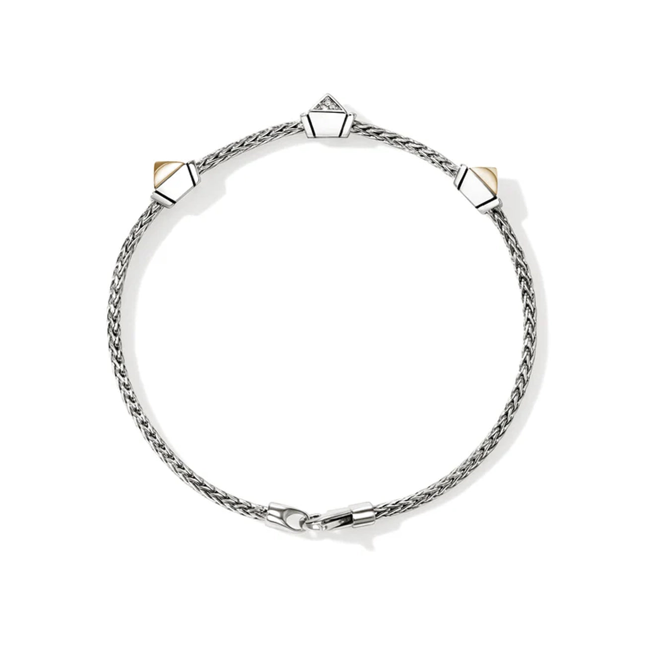 John Hardy Icon Stud Gold and Silver Diamond 2.5mm Bracelet