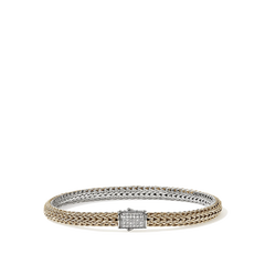 John Hardy Icon Reversible Silver and Gold Diamond 5mm Bracelet