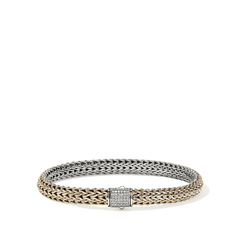 John Hardy Icon Reversible Silver and Gold Diamond 6.5mm Bracelet