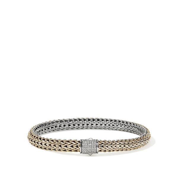 John Hardy Icon Reversible Silver and Gold Diamond 6.5mm Bracelet