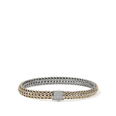 John Hardy Icon Reversible Silver and Gold Diamond 6.5mm Bracelet - John Hardy  product