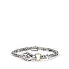 John Hardy Naga Silver and Gold Blue Sapphire 4.4mm Bracelet