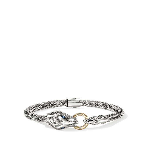 John Hardy Naga Silver and Gold Blue Sapphire 4.4mm Bracelet
