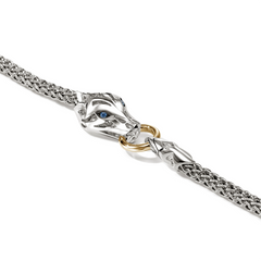 John Hardy Naga Silver and Gold Blue Sapphire 4.4mm Bracelet