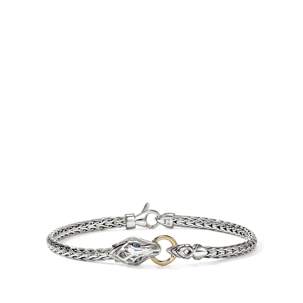 John Hardy Naga Silver and Gold Blue Sapphire 3.5mm Bracelet