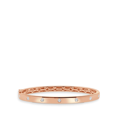 7 Diamond Wide Bangle Bracelet in Rose Gold