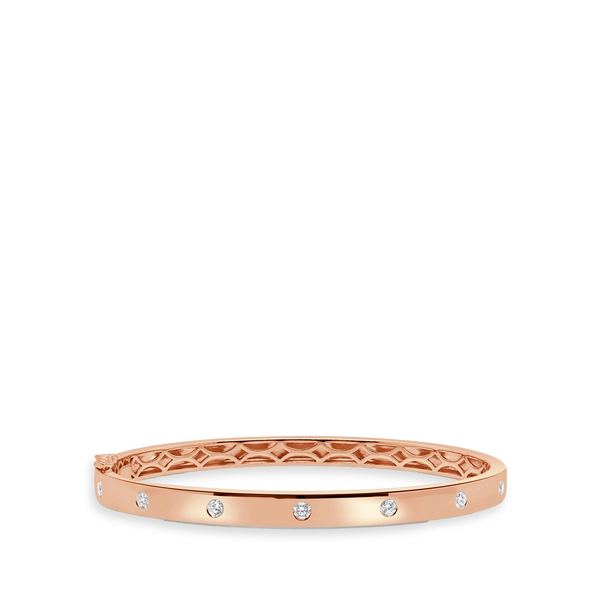 7 Diamond Wide Bangle Bracelet in Rose Gold
