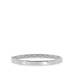 7 Diamond Wide Bangle Bracelet in White Gold