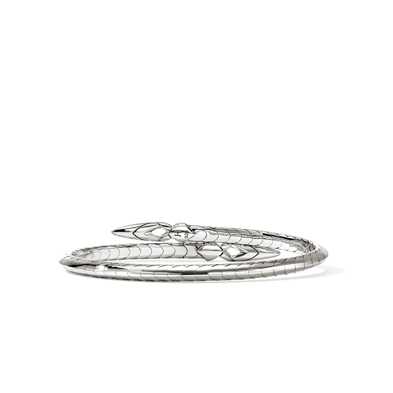 John Hardy Naga Silver Diamond Pavé Bypass 4mm Flex Cuff