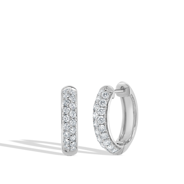 Double Row Diamond Pavé Hoop Earrings
