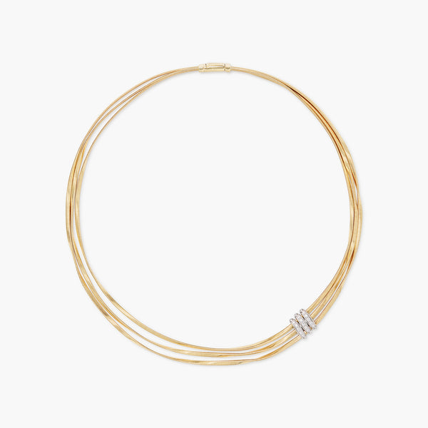 Marco Bicego Marrakech Twisted Three-Strand Diamond Rondel Necklace