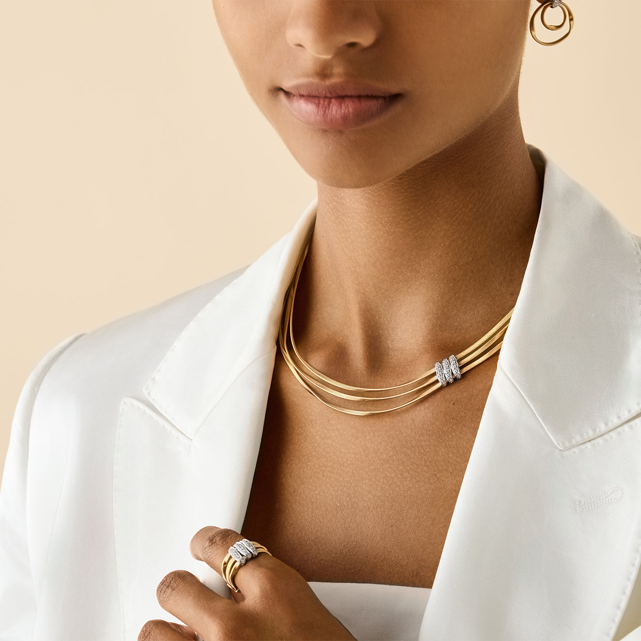 Marco Bicego Marrakech Twisted Three-Strand Diamond Rondel Necklace