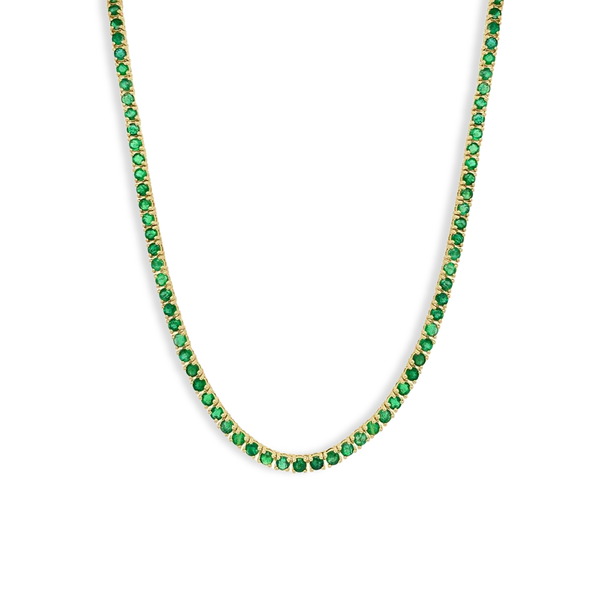 10 Carat Green Emerald Tennis Necklace
