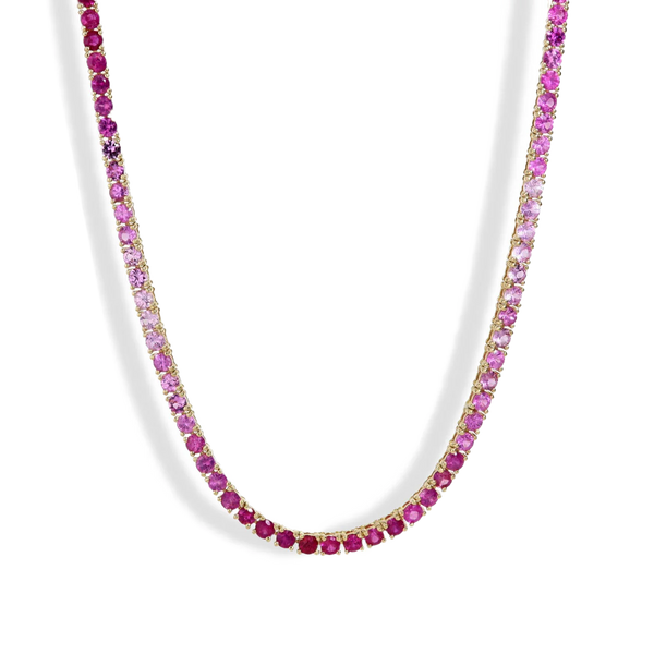 Pink Sapphire Ombre Tennis Necklace