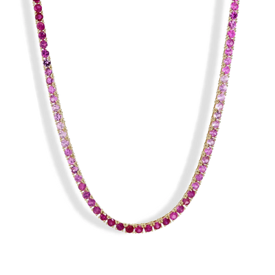 Pink Sapphire Ombre Tennis Necklace - Private Label product