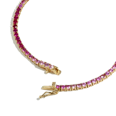 Pink Sapphire Ombre Tennis Necklace