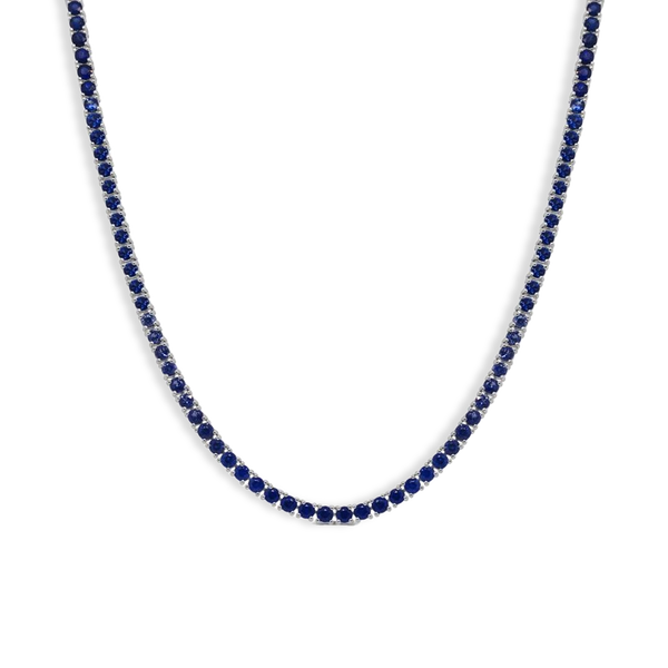 12 Carat Blue Sapphire Tennis Necklace