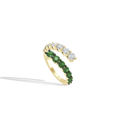 Emerald and Diamond Bypass Ring