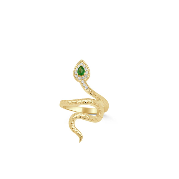 Emerald and Diamond Snake Ring