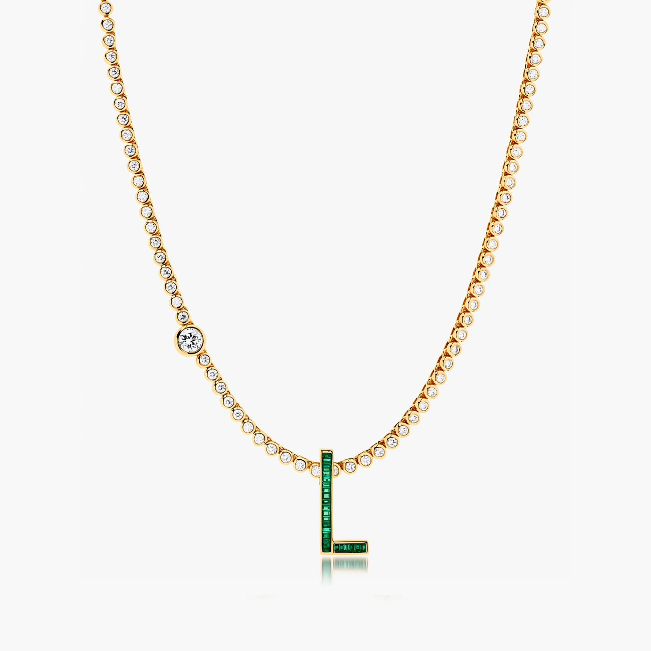Helena Rose Raquel Offset Solitaire Tennis Necklace