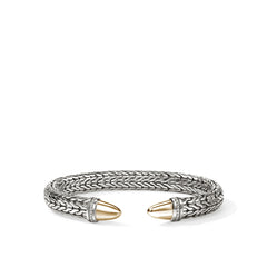 John Hardy Spear 50 Diamond Silver and Gold 8.9mm Flex Cuff
