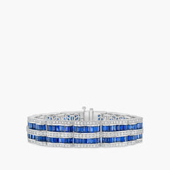 Charles Krypell Multi-Row Sapphire and Diamond Scallop Bracelet
