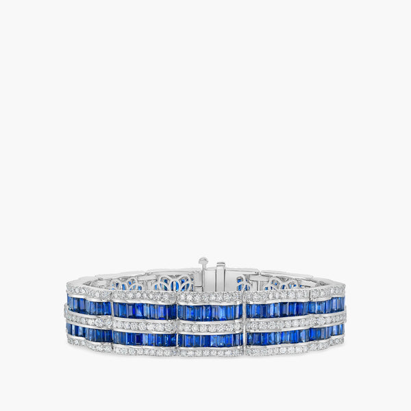 Charles Krypell Multi-Row Sapphire and Diamond Scallop Bracelet