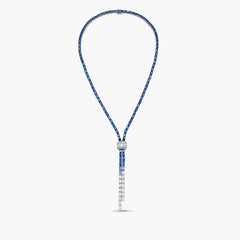 Charles Krypell Sapphire and Emerald-Cut Diamond Lariat Necklace