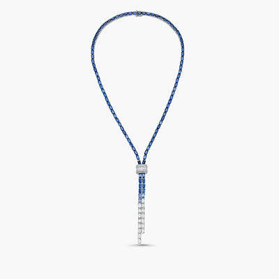 Charles Krypell Sapphire and Emerald-Cut Diamond Lariat Necklace - Charles Krypell product