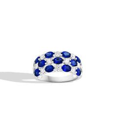 Oval Sapphire and Diamond Multi Row Band