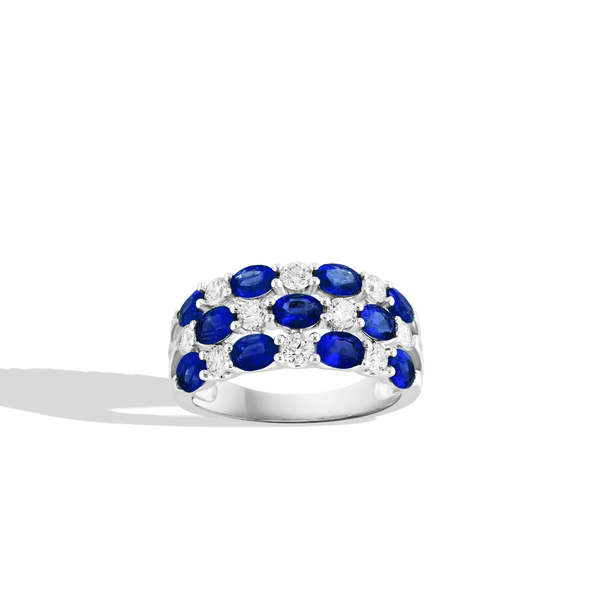 Oval Sapphire and Diamond Multi Row Band