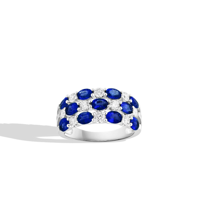 Oval Sapphire and Diamond Multi Row Band - Private Label product