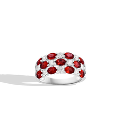 Oval Ruby and Diamond Multi Row Band