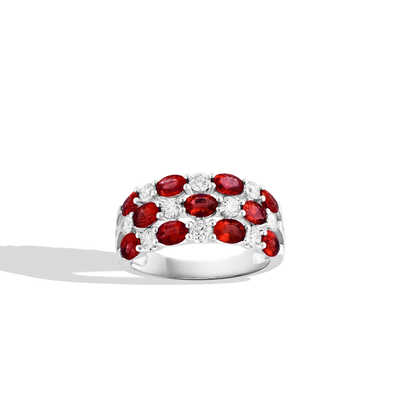 Oval Ruby and Diamond Multi Row Band - Private Label product