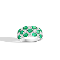 Oval Emerald and Diamond Multi Row Band