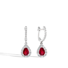 Pear-Shaped Ruby and Diamond Drop Earrings