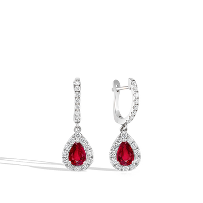 Pear-Shaped Ruby and Diamond Drop Earrings - Private Label product