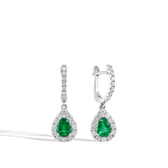 Pear-Shaped Emerald and Diamond Drop Earrings