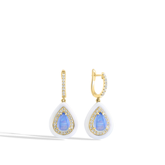 Framed Pear-Shape Opal Diamond Halo Drop Earrings