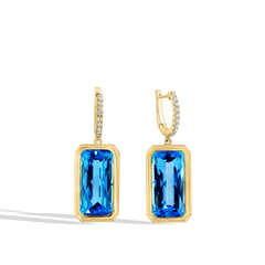 Swiss Blue Topaz Cushion Drop Earrings