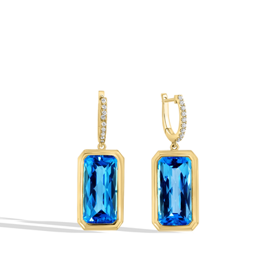Swiss Blue Topaz Cushion Drop Earrings - Private Label product