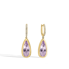 Amethyst and Diamond Oval Drop Earrings