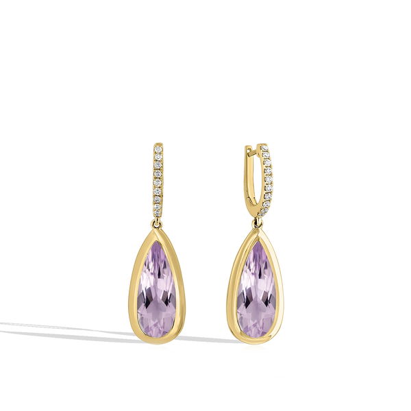 Amethyst and Diamond Oval Drop Earrings