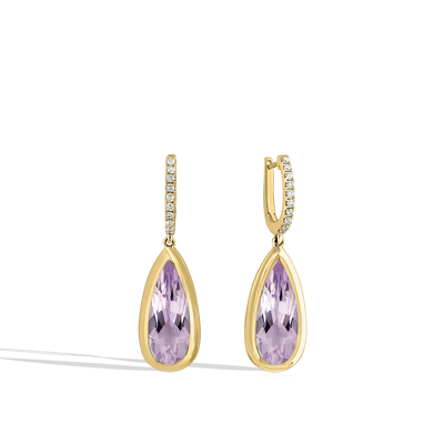 Amethyst and Diamond Oval Drop Earrings - Private Label product