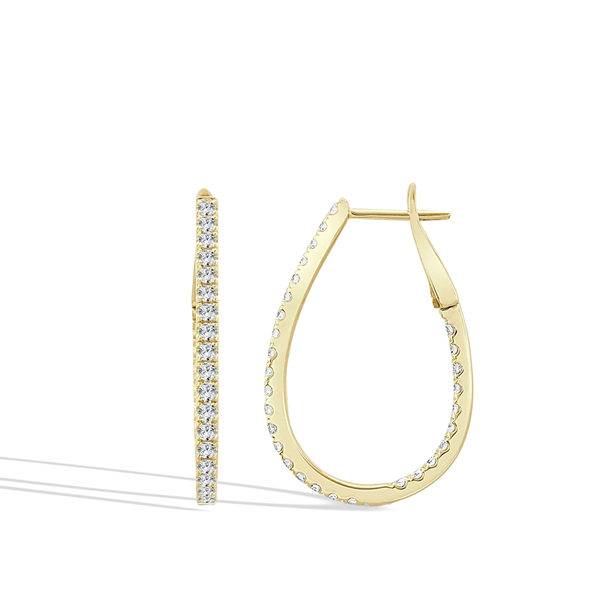 Oval Diamond Pavé Hoop Earrings