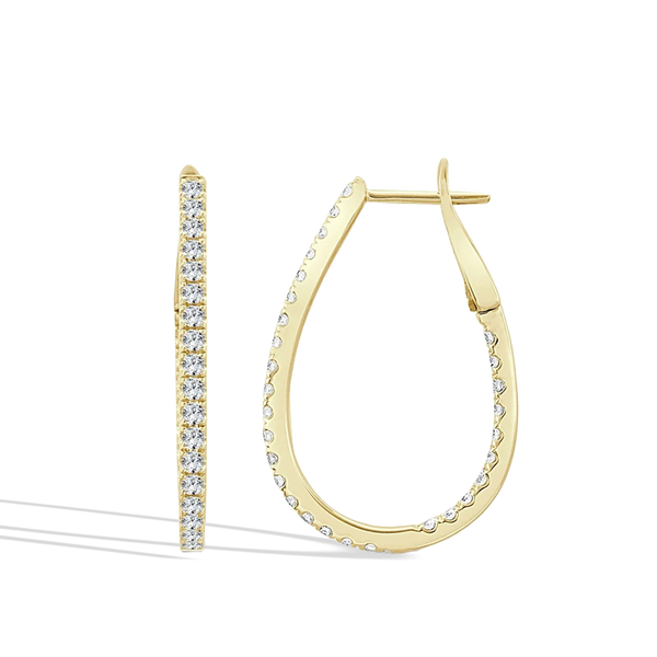 1 Carat Pear-Shaped Diamond Pavé Hoop Earrings