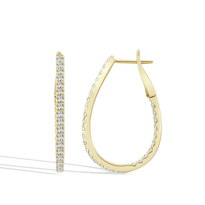 1 Carat Pear-Shaped Diamond Pavé Hoop Earrings - Private Label product