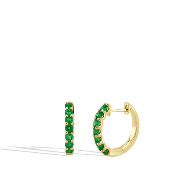 Round Emerald Hoop Earrings