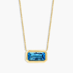 Swiss Blue Topaz Bezel Pendant Necklace