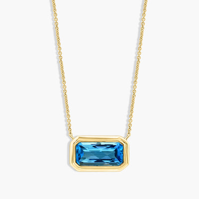 Swiss Blue Topaz Bezel Pendant Necklace - Private Label product